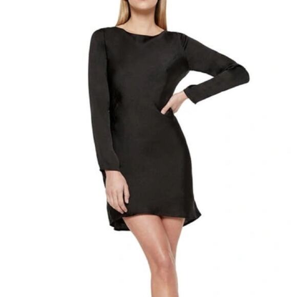 Bardot River Bias Open Back Long Sleeve Dress Black Women’s Sz 4 - Picture 1 of 7